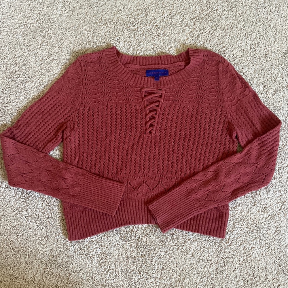 AEROPOSTALE CRISS CROSS DETAIL KNIT SWEATER